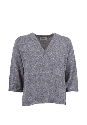 Kangra sequin-embellished V-neck sweater - Grey