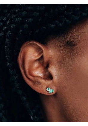 Anzie 14K yellow gold emerald stud earrings - Green