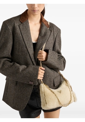 Prada mini Re-Edition shearling shoulder bag - Neutrals