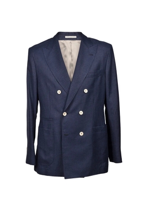 Brunello Cucinelli houndstooth double-breasted blazer - Blue