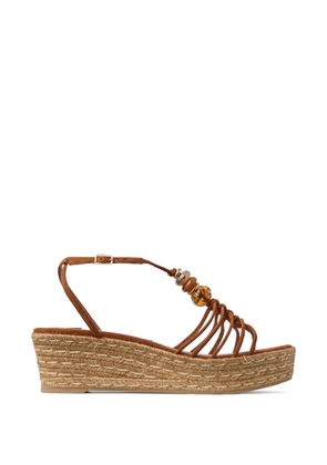 Jimmy Choo 55mm Lemi bead-embellished wedge sandals - Brown