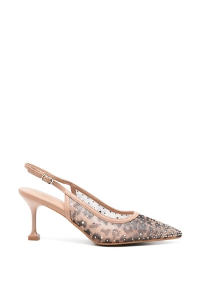 exè leopard-print crystal-embellished pumps - Brown