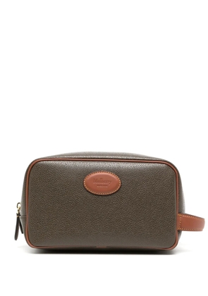 Mulberry logo-patch leather wash bag - Brown