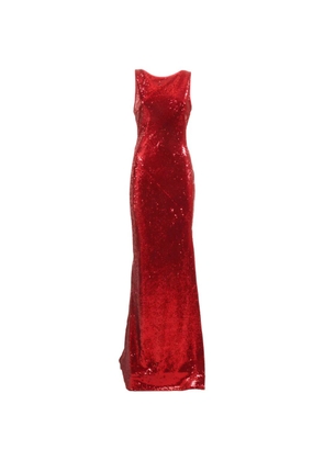 Clips sequin-embellished sleeveless gown - Red