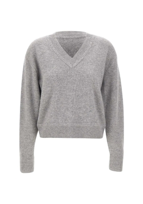 SWEET CASHMERE ribbed-trim V-neck cashmere sweater - Grey