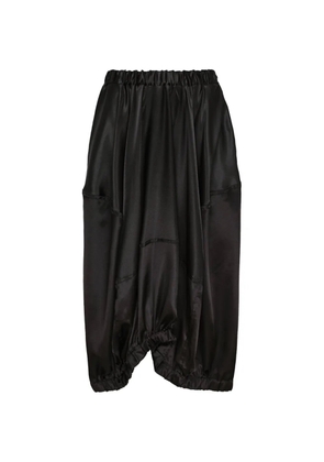Black Comme Des Garçons satin draped midi skirt