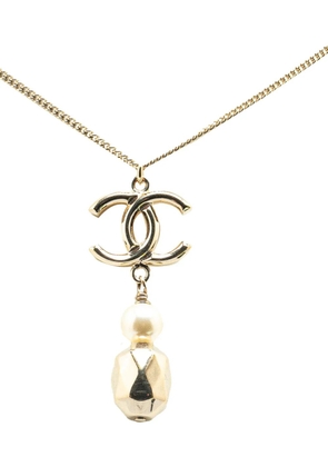 CHANEL Pre-Owned 2017 Gold Plated CC Faux Pearl Pendant Necklace costume necklace
