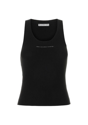 Alexander Wang logo-print ribbed tank top - Black