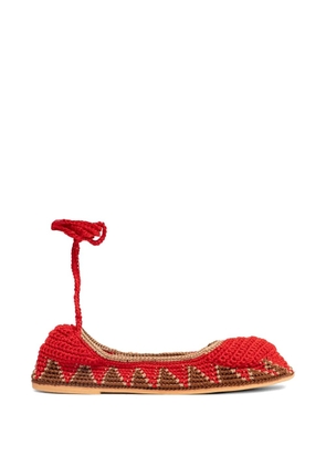 SLO_HAND_MADE crochet-knit ballet flats - Red
