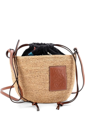 Loewe Pre-Owned Paula's Ibiza Pochette Woven Raffia and Leather with Printed Canvas crossbody bag - Brown