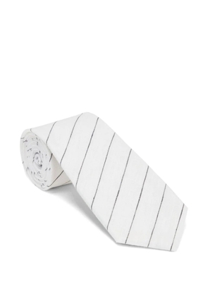 Brunello Cucinelli linen striped tie - White