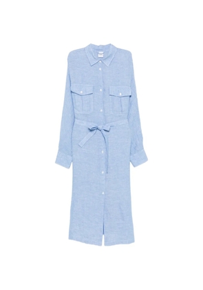 ASPESI belted chest-pockets shirt dress - Blue