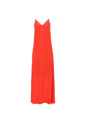 Nude V-neck spaghetti-strap maxi dress - Red