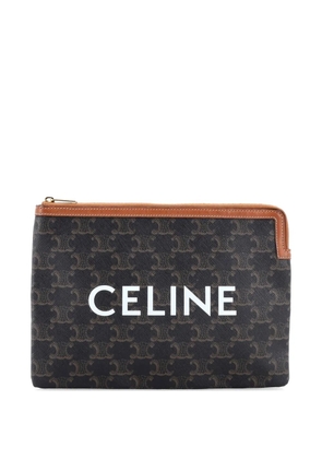 Celine Pre-Owned Logo Zip Wristlet Pouch Triomphe Coated Canvas Small clutch bag - Brown