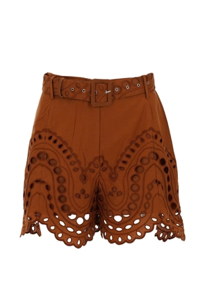 Charo Ruiz Ibiza Dune broderie-anglaise shorts - Brown