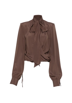 Federica Tosi pussy-bow wrap-style blouse - Brown