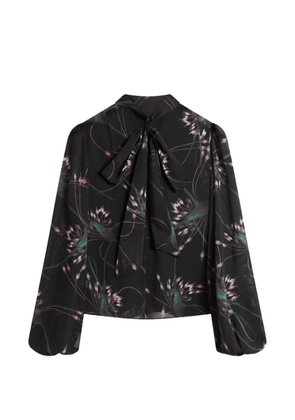 Ted Baker Alati floral-print tie-neck blouse - Black