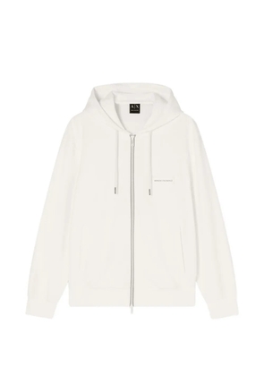 Armani Exchange logo-patch zip-up hoodie - White