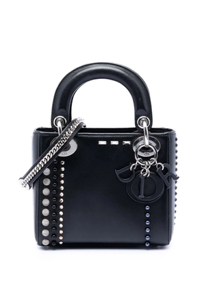 Christian Dior Pre-Owned 2015 Mini Lambskin Studded Crystal Pearl Lady Dior satchel - Black