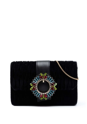 Miu Miu Pre-Owned 2010-2026 Matelasse Velvet Crystal Embellished crossbody bag - Black