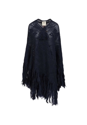Chiara Is Coperta Peonia fringed crochet scarf - Blue