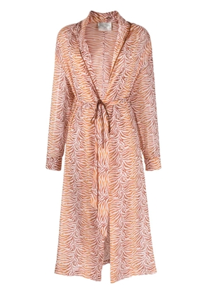 Forte Forte belted tiger-print maxi coat - Orange