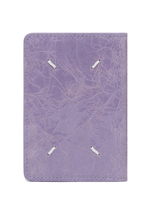 Maison Margiela Four Stitches crackled-effect card holder - Purple