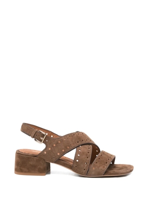 Bruno Premi perforated crossover sandals - Brown