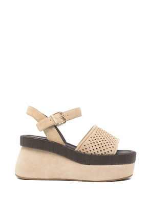 Bruno Premi perforated suede sandals - Neutrals