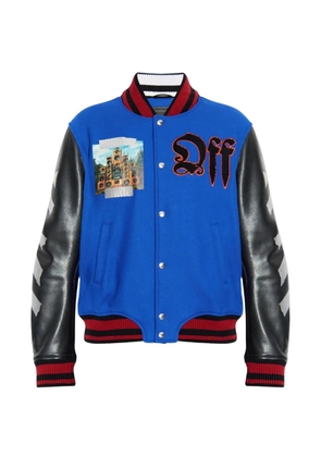 Off-White embroidery-logo bomber jacket - Blue