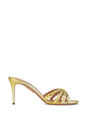 Aquazzura Tequila crystal-embellished mules - Yellow
