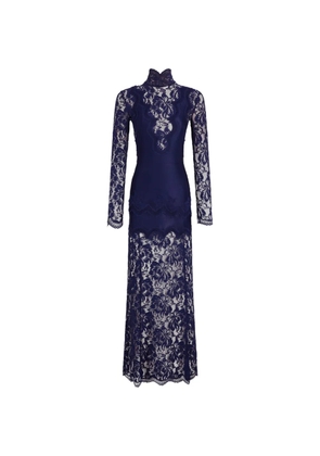 Rabanne long-sleeved lace maxi dress - Blue