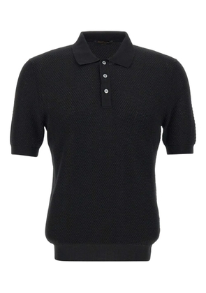 Gran Sasso textured-knit short-sleeve polo shirt - Black
