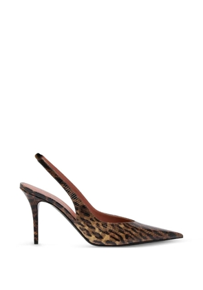 Amina Muaddi Anok leopard-print snake-effect slingback leather heeled sandals - Brown