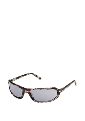 TOM FORD Eyewear tortoiseshell-effect rectangle-frame sunglasses - Brown