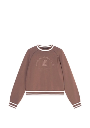 Armani Exchange logo-embroidered striped-trim sweater - Brown