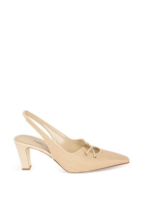 Manolo Blahnik raffia lace-up pumps - Neutrals
