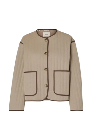 SELECTED quilted contrast-trim cardigan - Neutrals