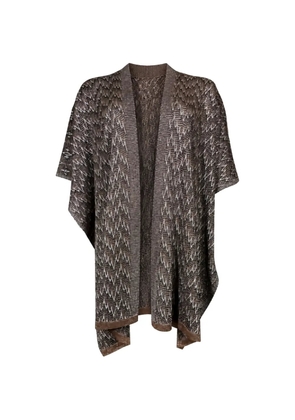 D.Exterior zigzag-knit open-front jacket - Brown