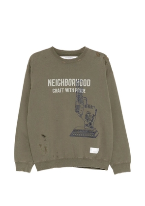 Neighborhood distressed graphic-print sweater - Green