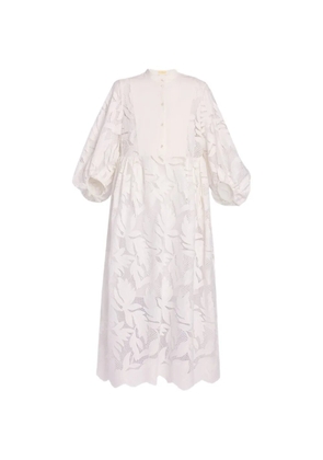 ERDEM floral-cutwork midi dress - White