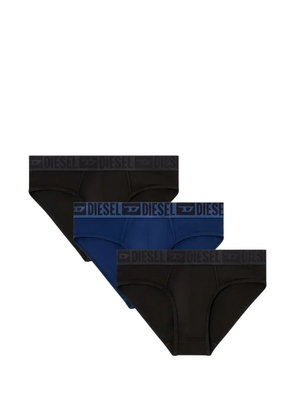 Diesel logo-waistband cotton briefs (set of three) - Black