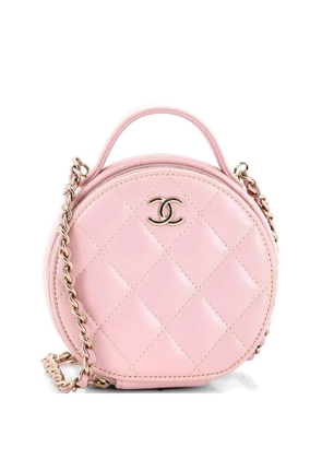 CHANEL Pre-Owned Handle with Care Round Vanity Case with Chain Quilted Lambskin Small crossbody bag - Pink