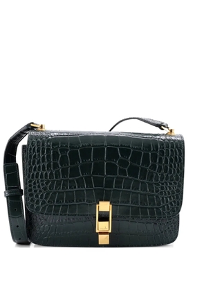 Saint Laurent Pre-Owned Carre Satchel Crocodile Embossed Leather Medium crossbody bag - Green