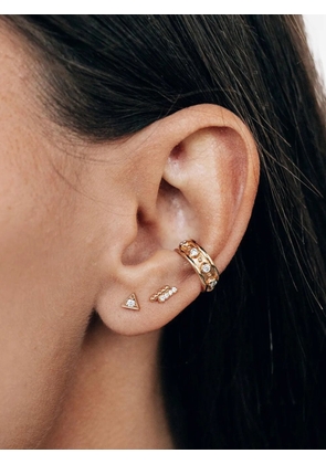 Anzie 14K yellow gold diamond dew drop two row earrings