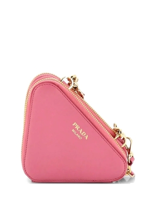 Prada Pre-Owned Triangle Logo Zip Around Shoulder Bag Raffia and Leather Mini crossbody bag - Pink