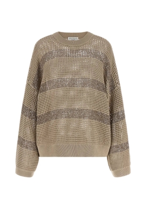 Brunello Cucinelli Dazzling Stripes sequin-embellished sweater - Neutrals
