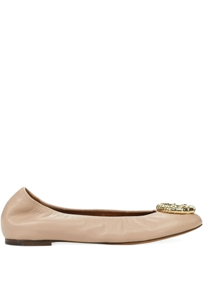 Lanvin leather ring-detail ballet flats - Neutrals