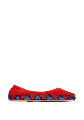 SLO_HAND_MADE crochet ballet flats - Red