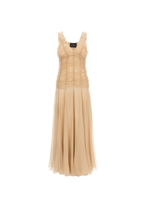 Giovanni Bedin smocked silk-chiffon dress - Neutrals